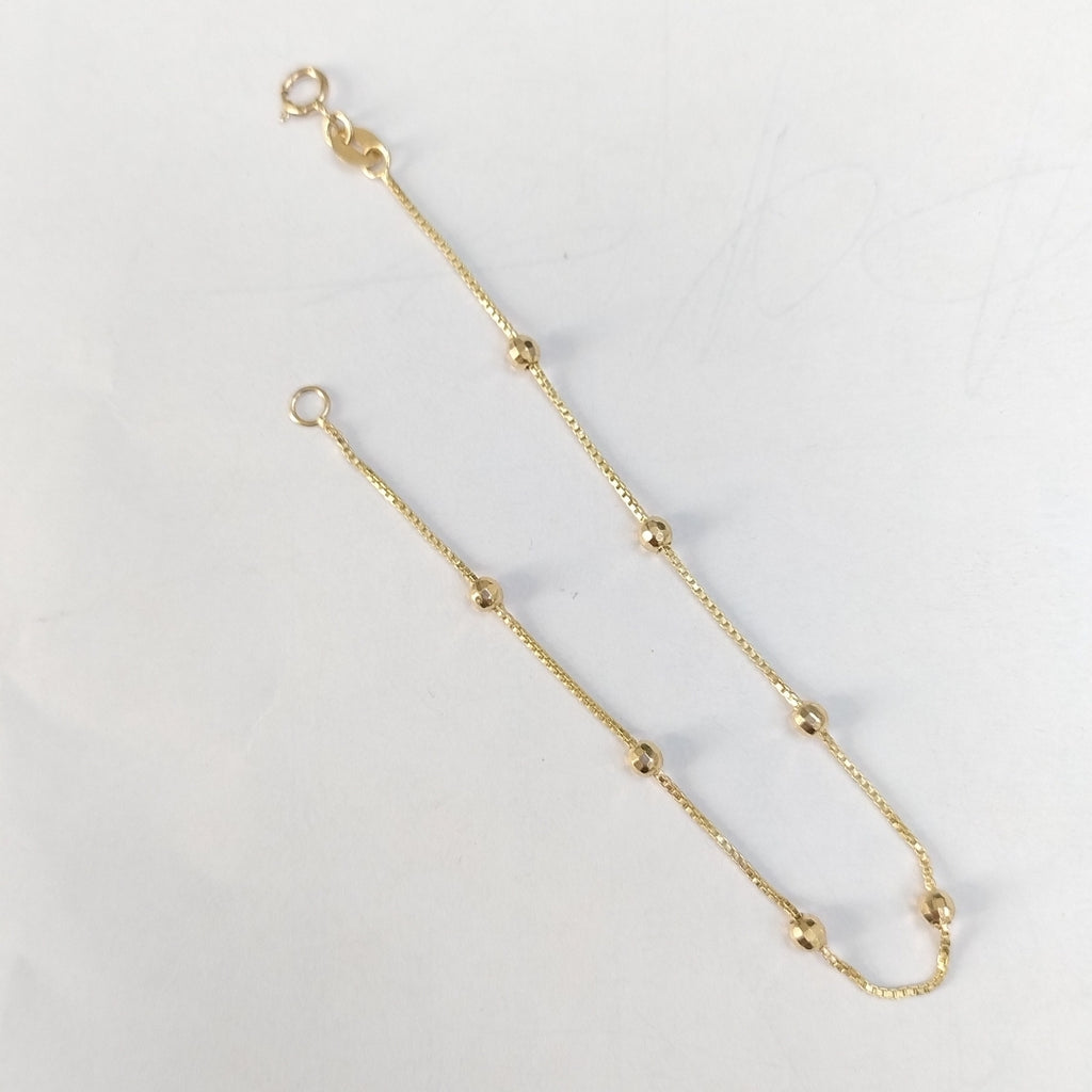 PULSERA ESPECIAL CON BOLITAS 14K 18 CM 1.5 GR (NUEVO)