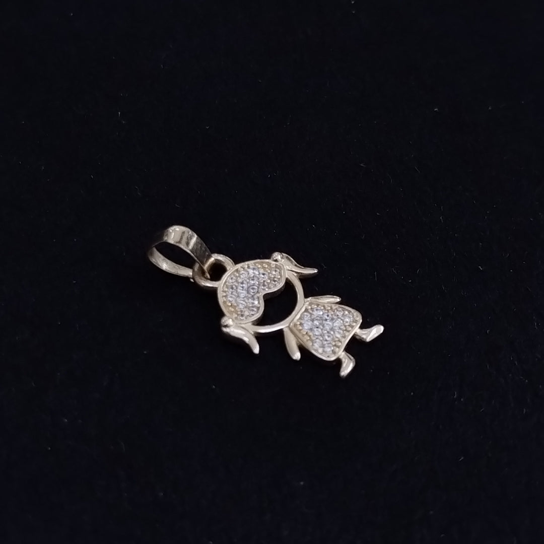 DIJE TEJIDO NIÑA CON CIRCONIAS 14K 0.8 GR (NUEVO)