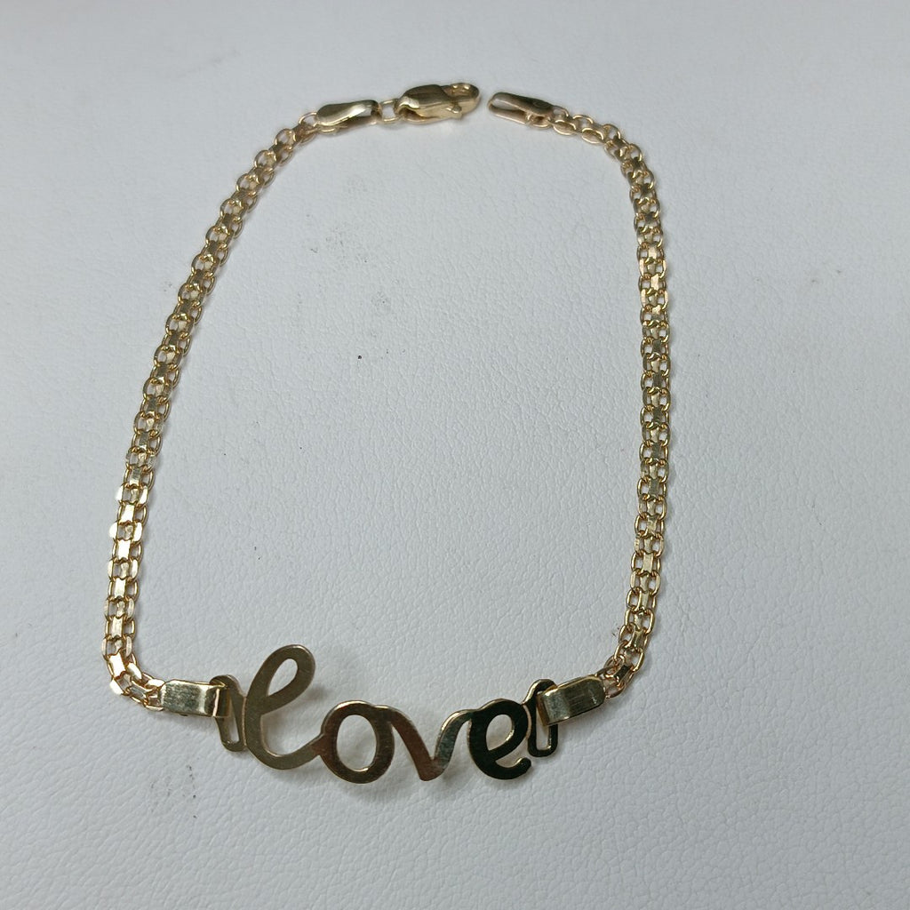 PULSERA ESCLAVA GRABADA LOVE 10K 18 CM 2.8 GR (NUEVO)