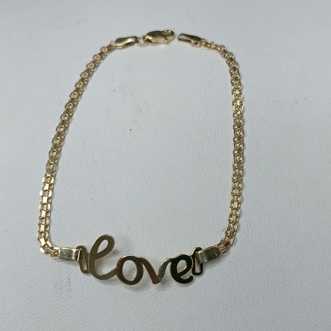 PULSERA ESCLAVA GRABADA LOVE 10K 18 CM 2.8 GR (NUEVO)