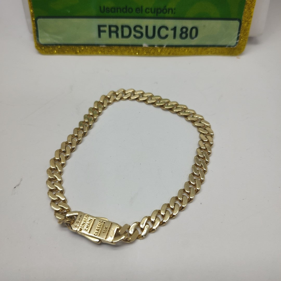 PULSERA CABALLERO MONACO ORO 10K 7.1 (NUEVO)