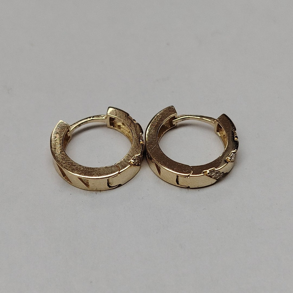 ARETES HUGGIES CON CIRCONIAS 14K 2.3 GR (NUEVO)