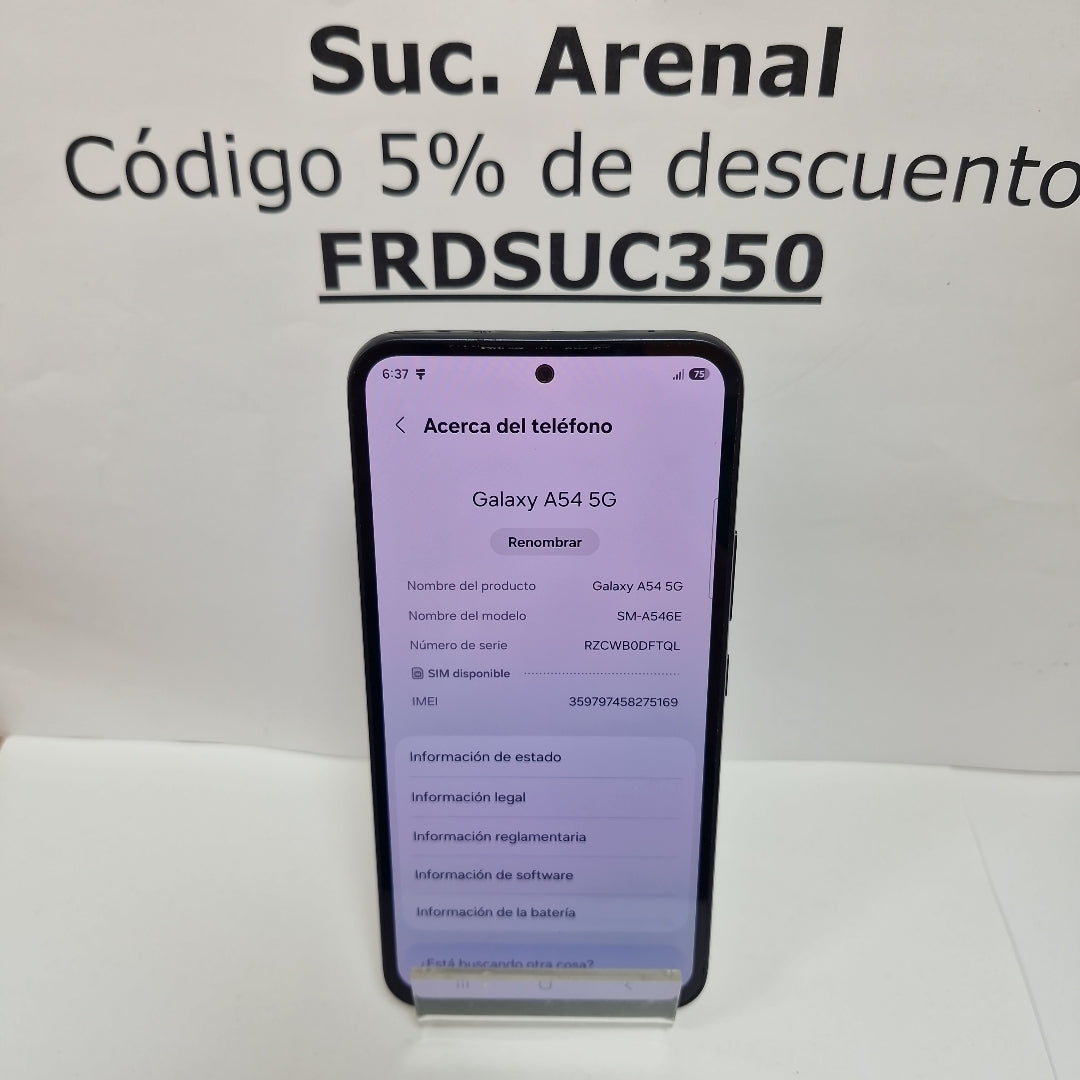CELULAR SAMSUNG GALAXY A54 5G SM-A546E 128 GB 8 GB RAM (SEMINUEVO)