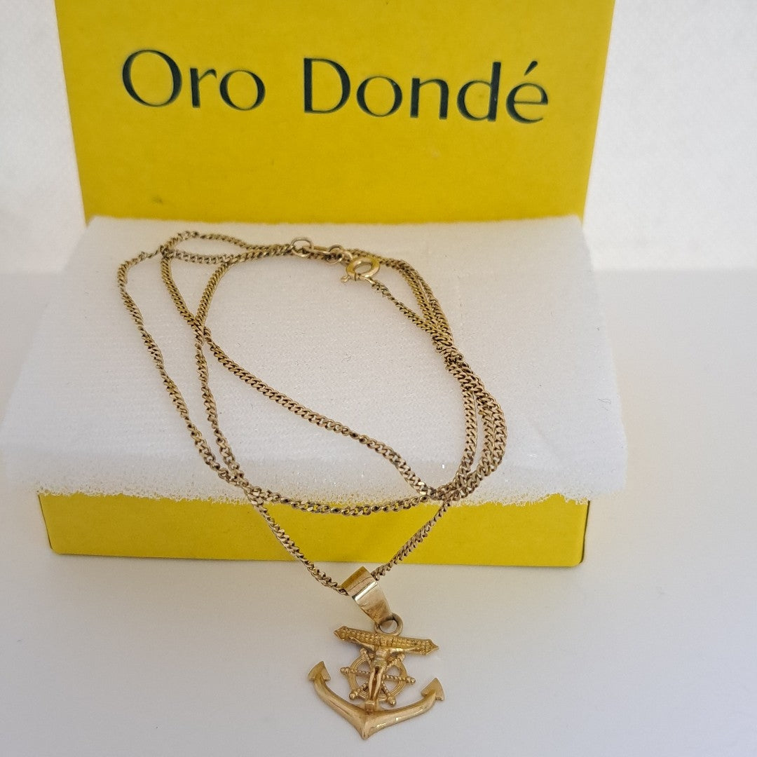 CADENA, CRISTO EN ANCLA ORO 10 K 4.2 GRMS (SEMINUEVO)