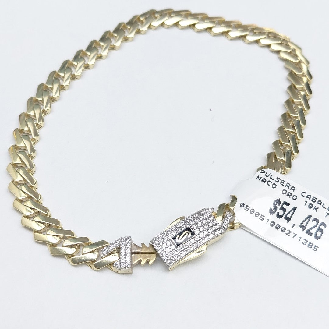 PULSERA CABALLERO MONACO ORO 10K 7.9 (NUEVO)