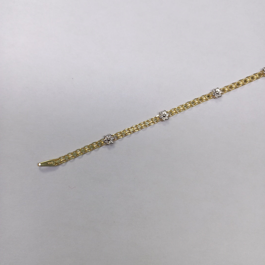 PULSERA ESPECIAL C FLORES 14K 18 CM 2.9 GR (NUEVO)