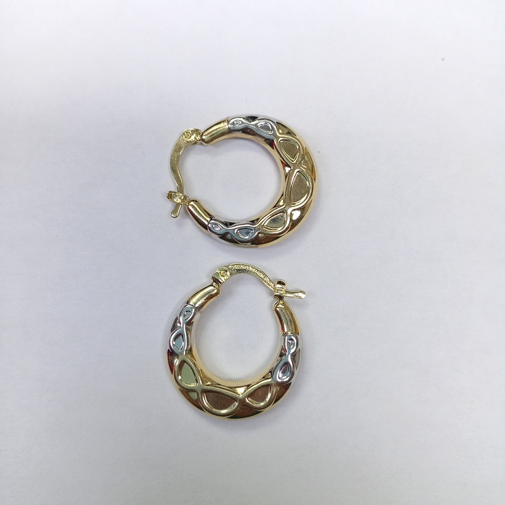 ARETES ARRACADAS COMBINADAS CON INFINITO 14K 2.3 GR (NUEVO)