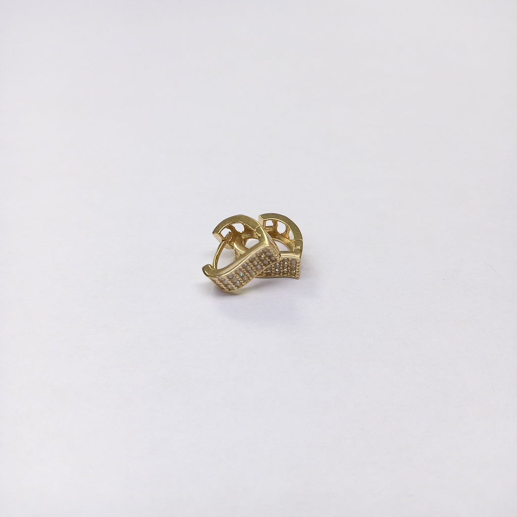 ARETES ARRACADAS CORAZON C CIRCONIAS 14K 2.1 GR (NUEVO)