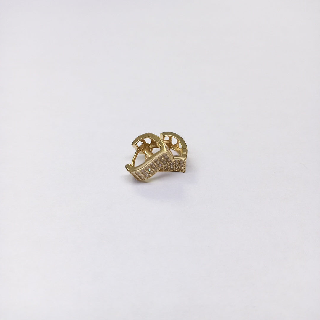 ARETES ARRACADAS CORAZON C CIRCONIAS 14K 2.1 GR (NUEVO)