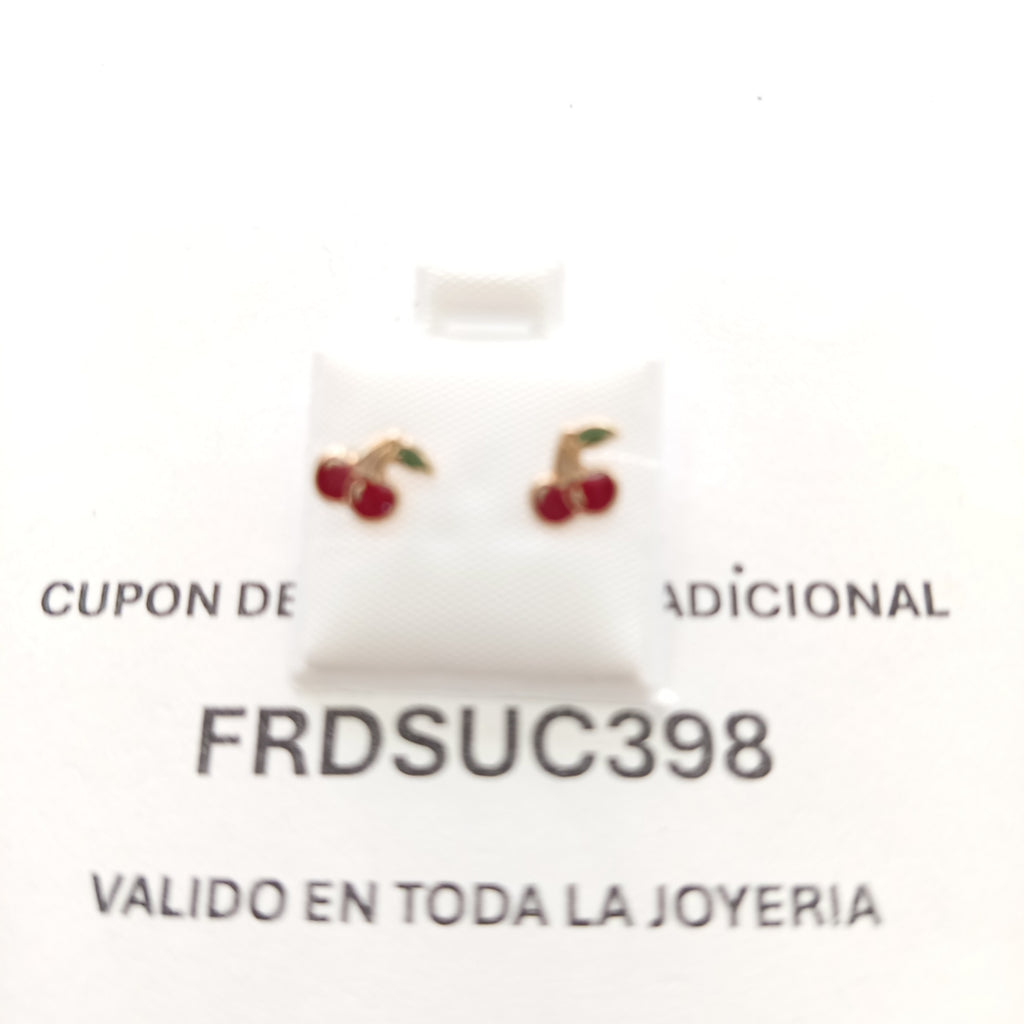 BROQUELES BROQUE FIG CEREZA C ESMALTE 14K 0.2203 GR (NUEVO)
