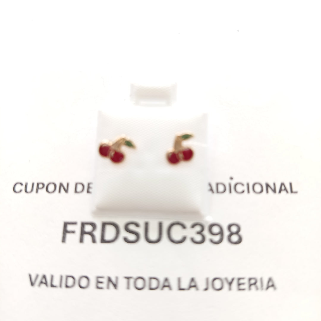 BROQUELES BROQUE FIG CEREZA C ESMALTE 14K 0.2203 GR (NUEVO)