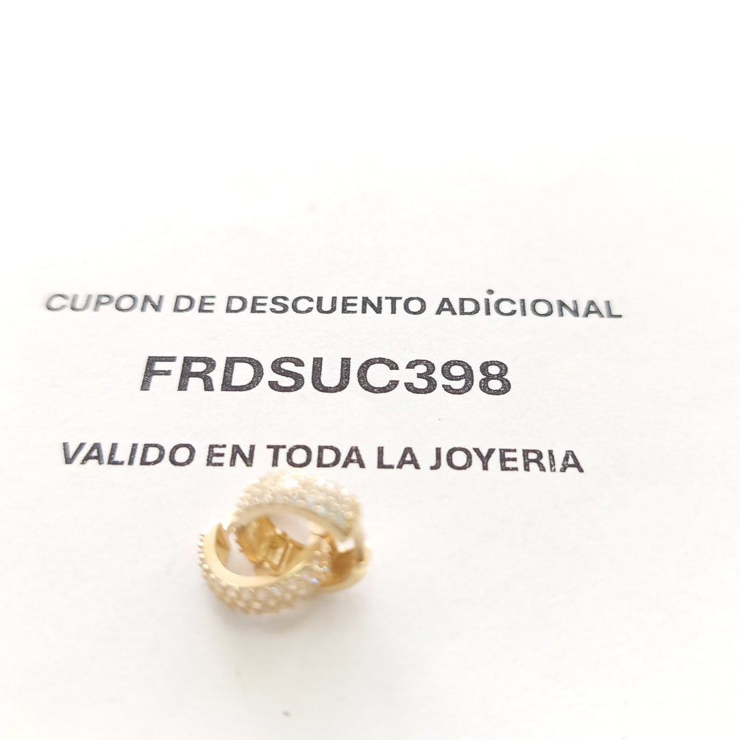 ARETES HUGGIE CON CIRCONIAS 14K 2 GR (NUEVO)