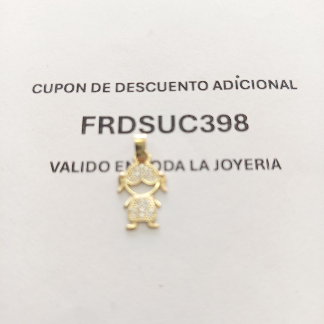DIJE TEJIDO NIÑA CON CIRCONIAS 14K 0.9 GR (NUEVO)