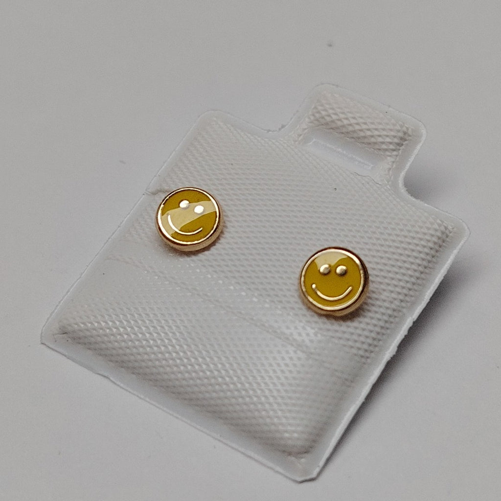 BROQUELES BROQUEL FIG SONRISA ESMALTE AMARILLO 14K 0.2074 GR (NUEVO)