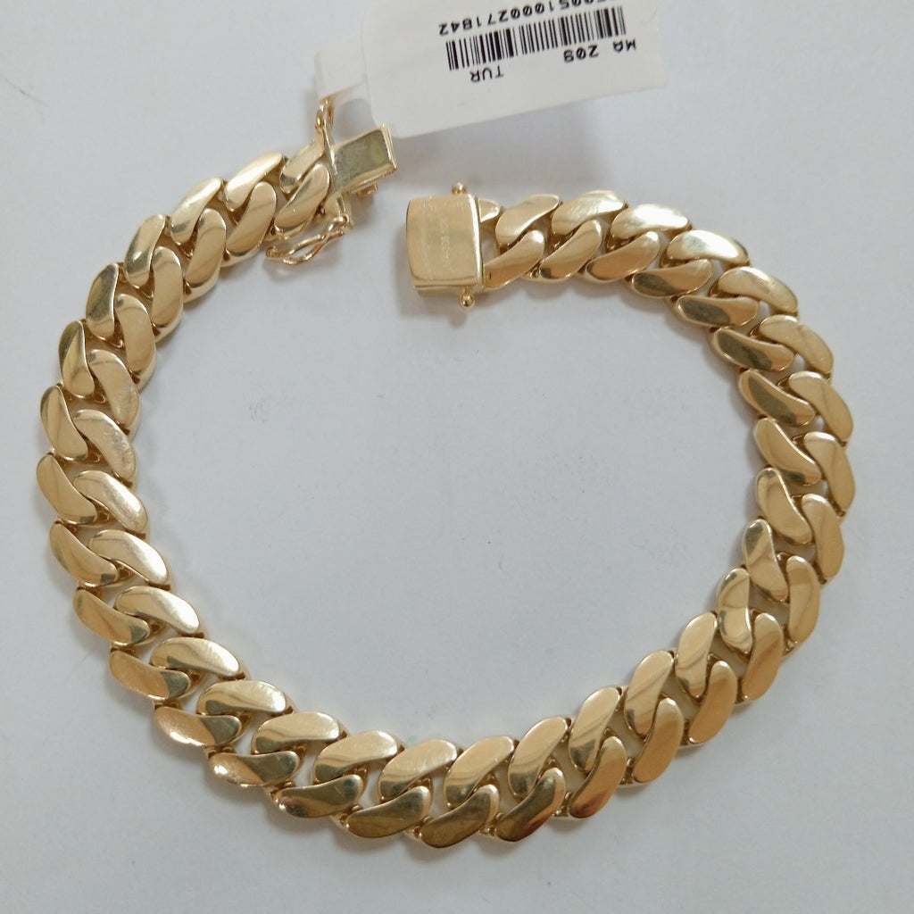 PULSERAS CABALLERO BARBADA AMARILLA ORO 10K 19 (NUEVO)