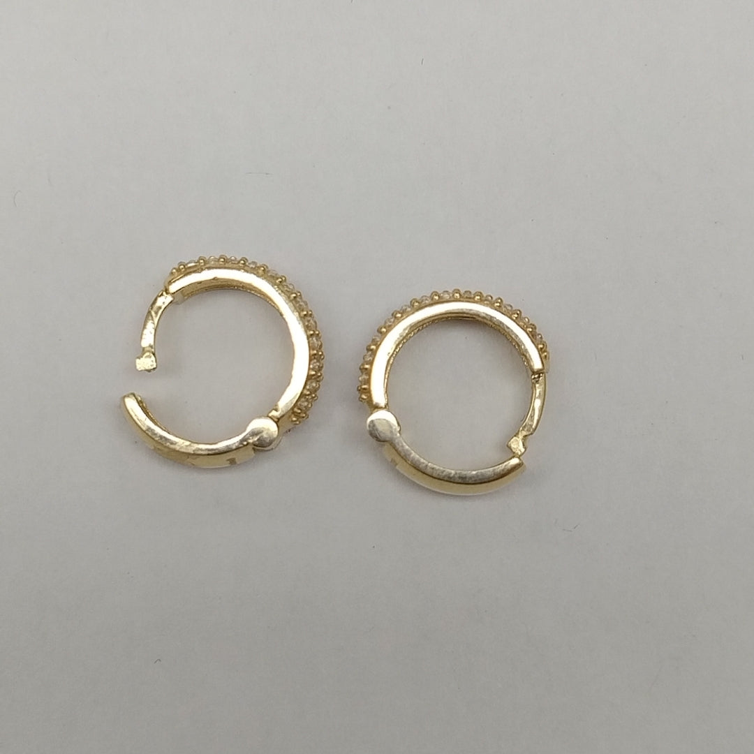 ARETES HUGGIE CON CIRCONIAS 14K 2.2 GR (NUEVO)