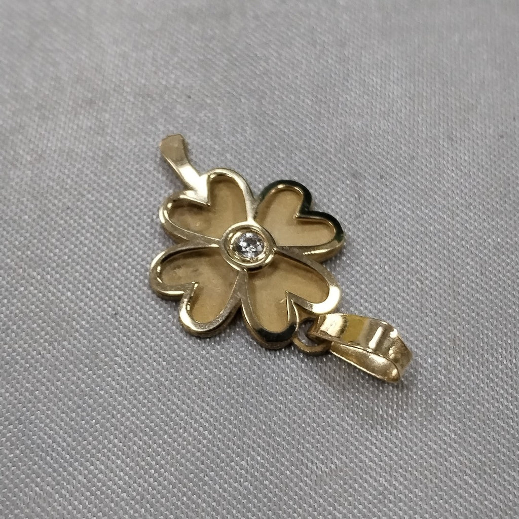 DIJE FIG TREBOL C CIRCONIA 14K 0.8 GR (NUEVO)