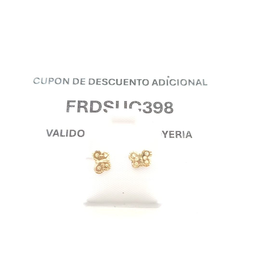 BROQUELES BROQUEL FIG MARIPOSA 14K 0.2668 GR (NUEVO)