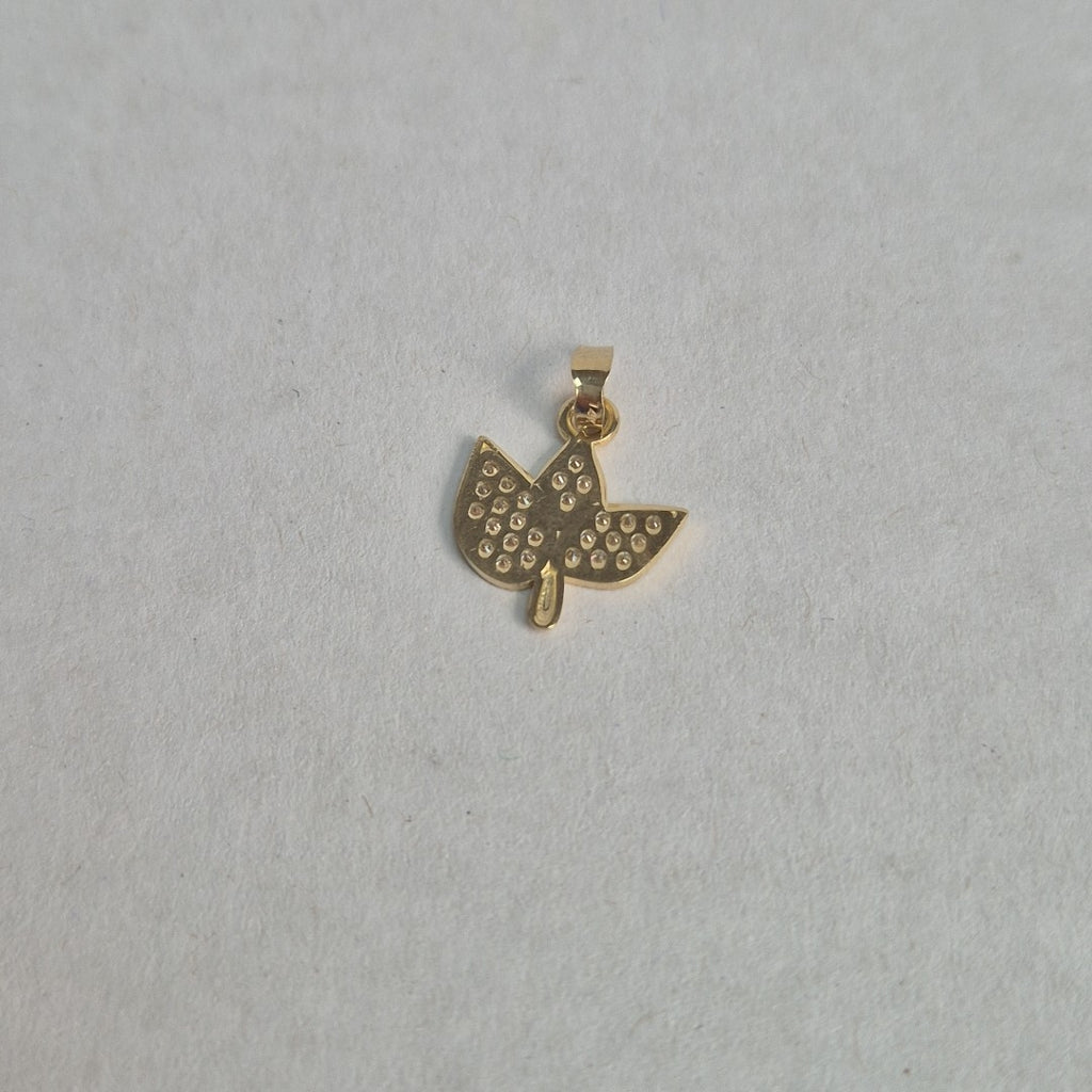 DIJE TEJIDO HOJAS CON CIRCONIAS 14K 1 GR (NUEVO)