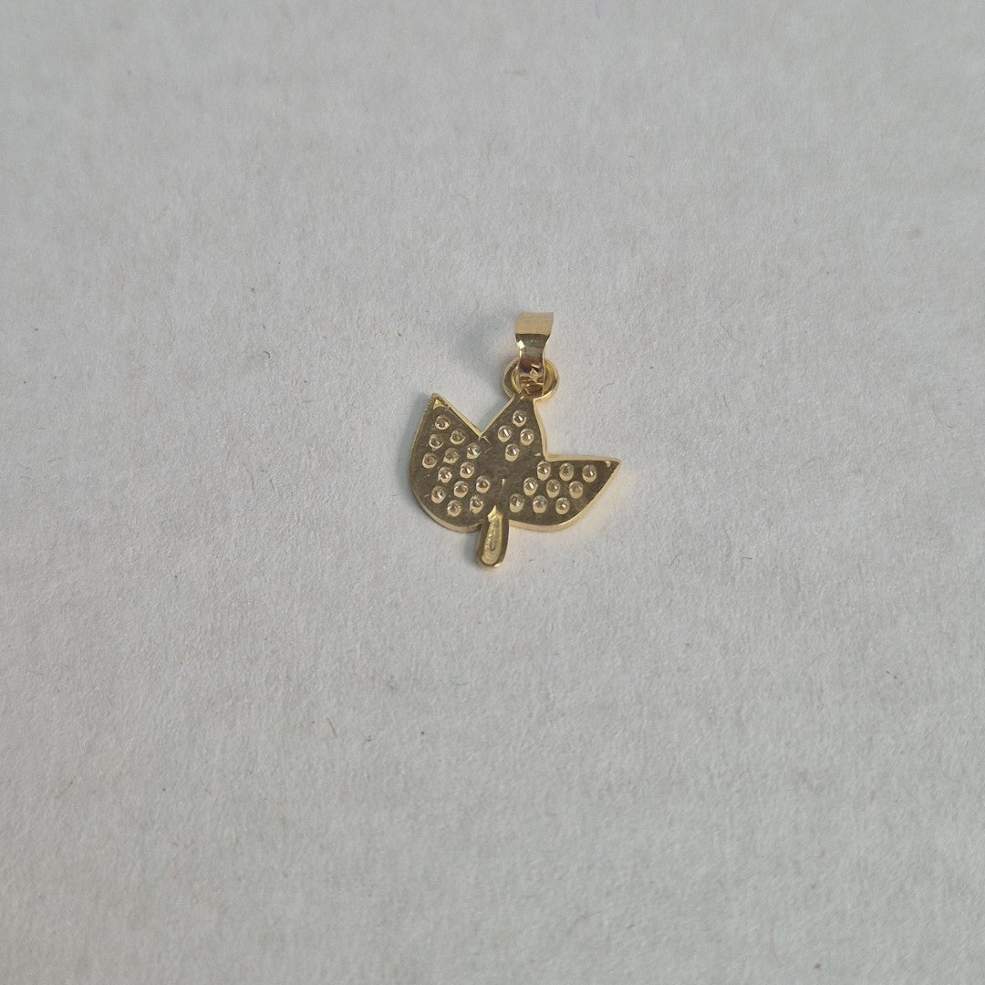 DIJE TEJIDO HOJAS CON CIRCONIAS 14K 1 GR (NUEVO)