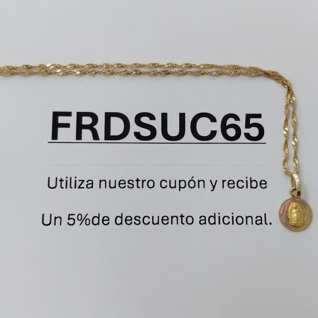 CADENA, MEDALLA RELIGIOSA ORO 10 K 1.3 GRMS (SEMINUEVO)
