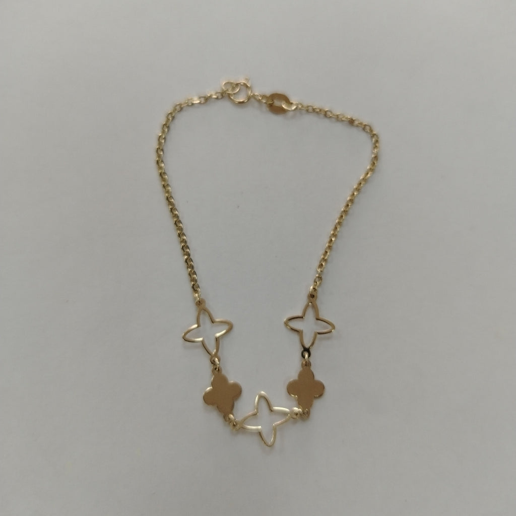 PULSERA TEJIDO ESP CON TREBOL 14K 18 CM 1.6 GR (NUEVO)