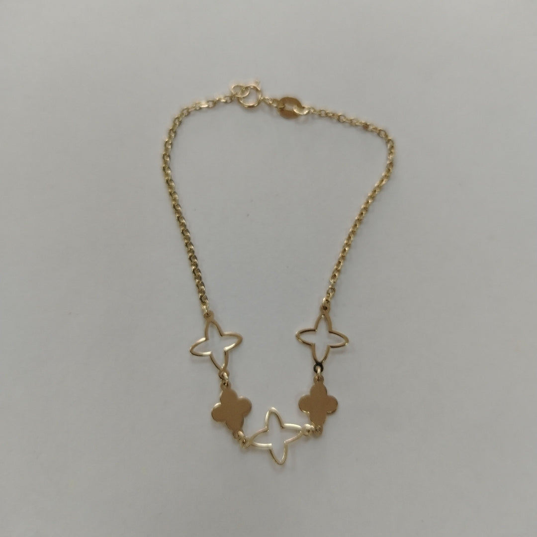 PULSERA TEJIDO ESP CON TREBOL 14K 18 CM 1.6 GR (NUEVO)