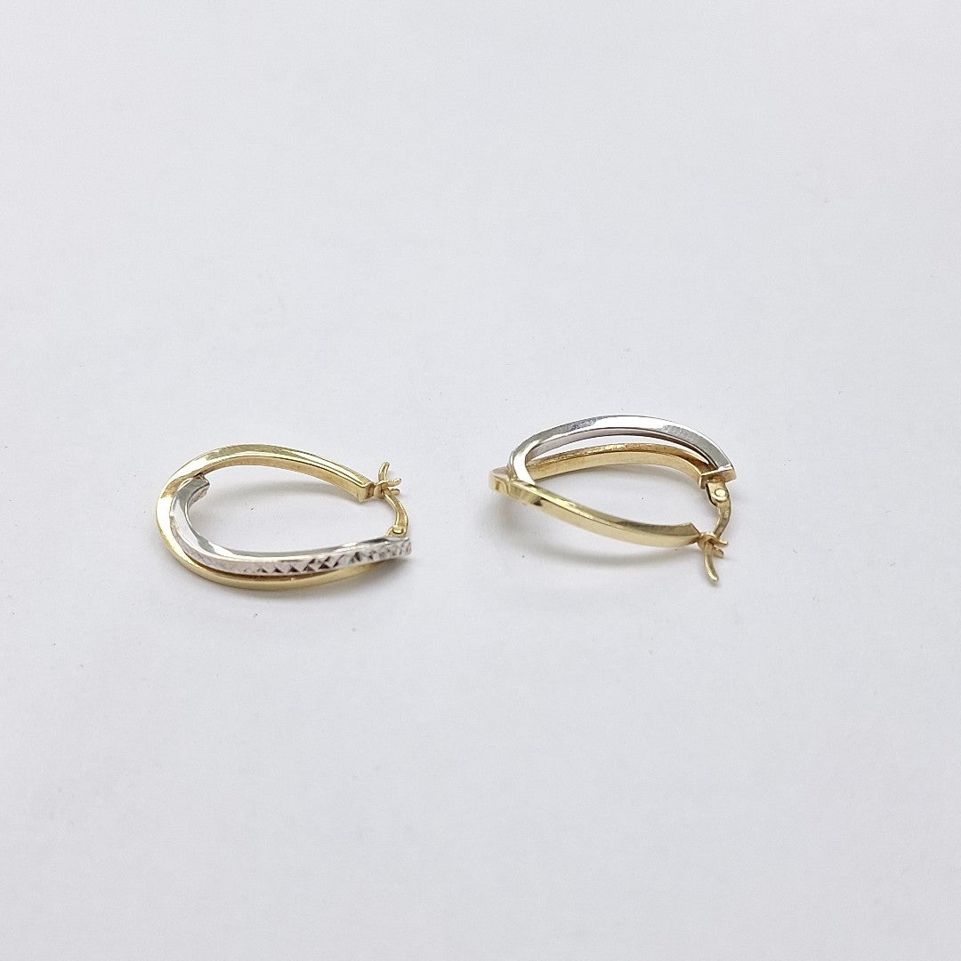 ARRACADAS PAR ORO COMBINADO 14 K 2.4 GRMS (SEMINUEVO)