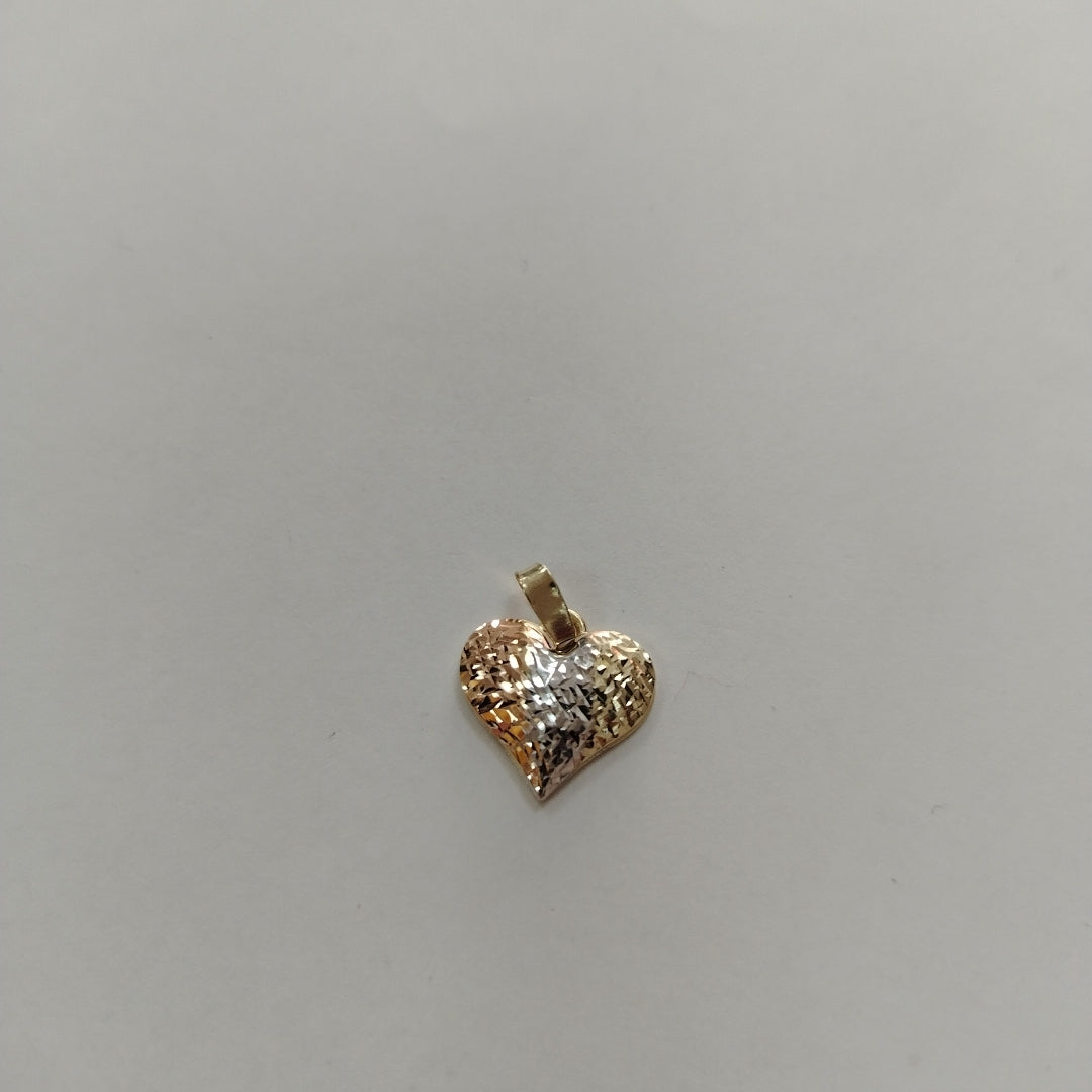 DIJE TEJIDO CORAZON LABRADO COMBINADO 14K 1.2 GR (NUEVO)