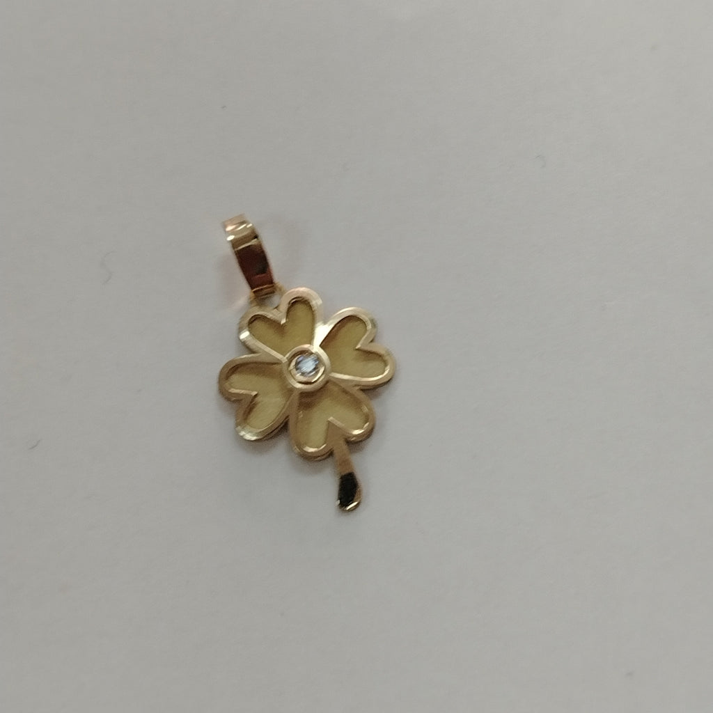 DIJE FIG TREBOL C CIRCONIA 14K 0.8 GR (NUEVO)