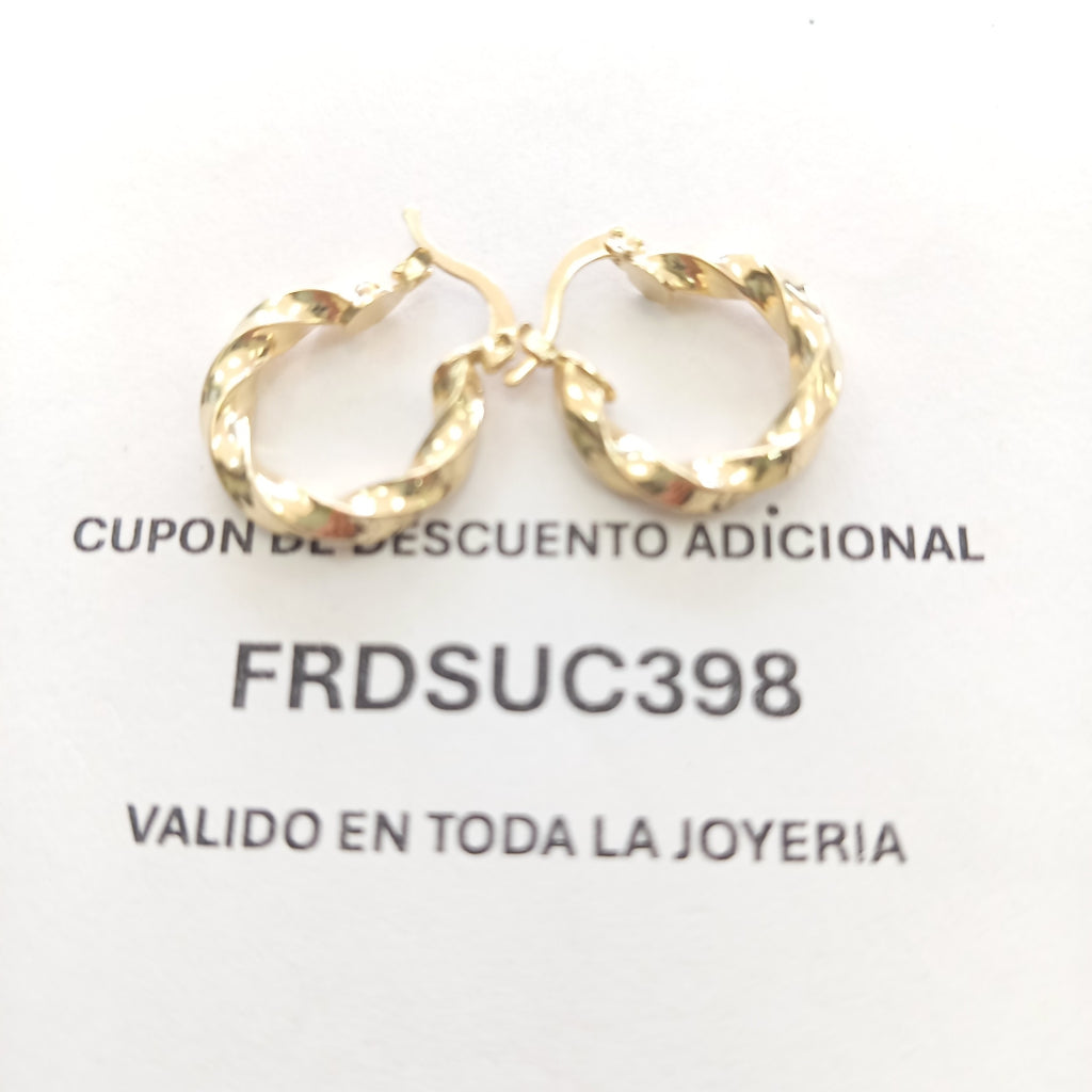 ARETES ARRACADA TORZAL 14K 1.9 GR (NUEVO)