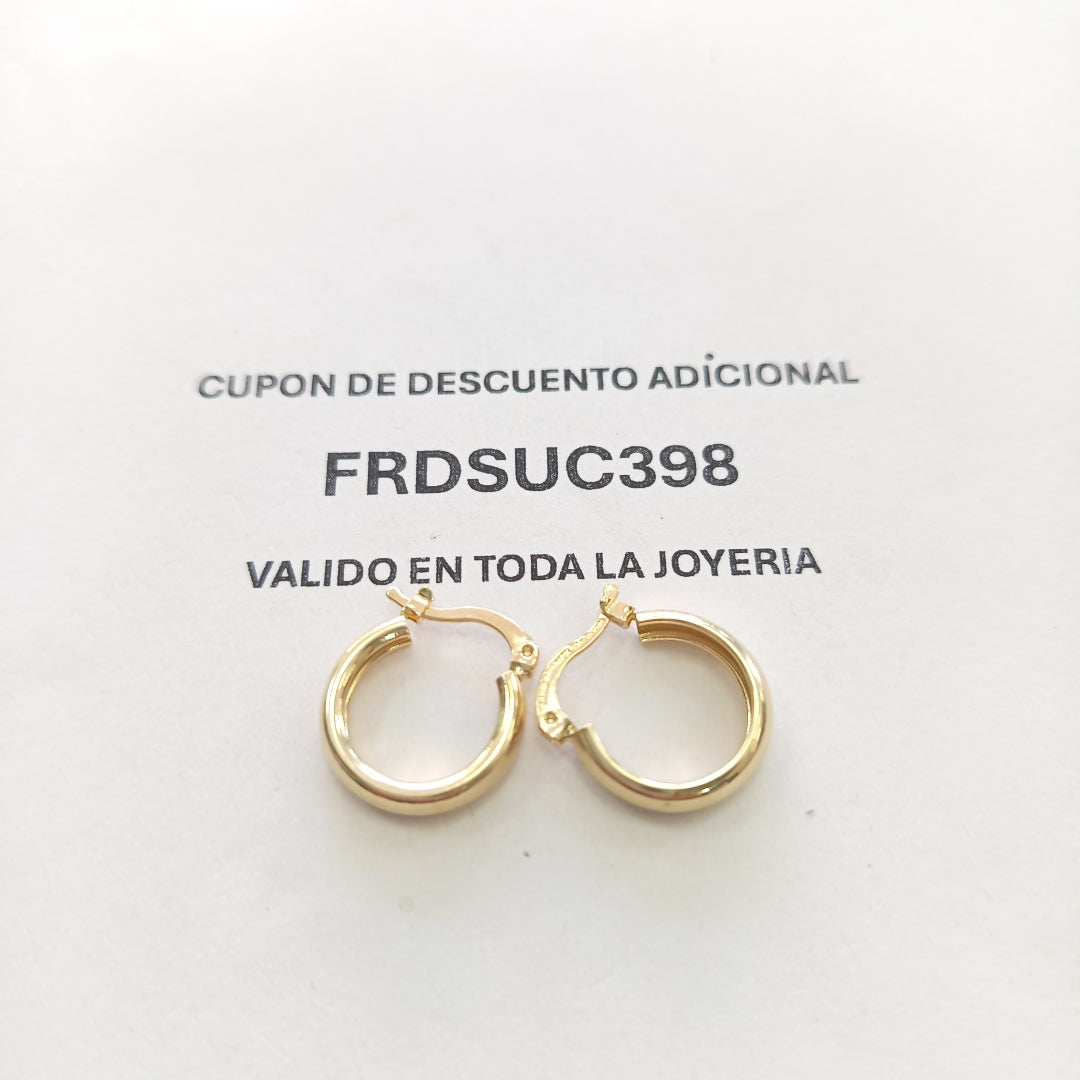 ARETES TEJIDO ARRACADAS LISAS 14K 2.1 GR (NUEVO)
