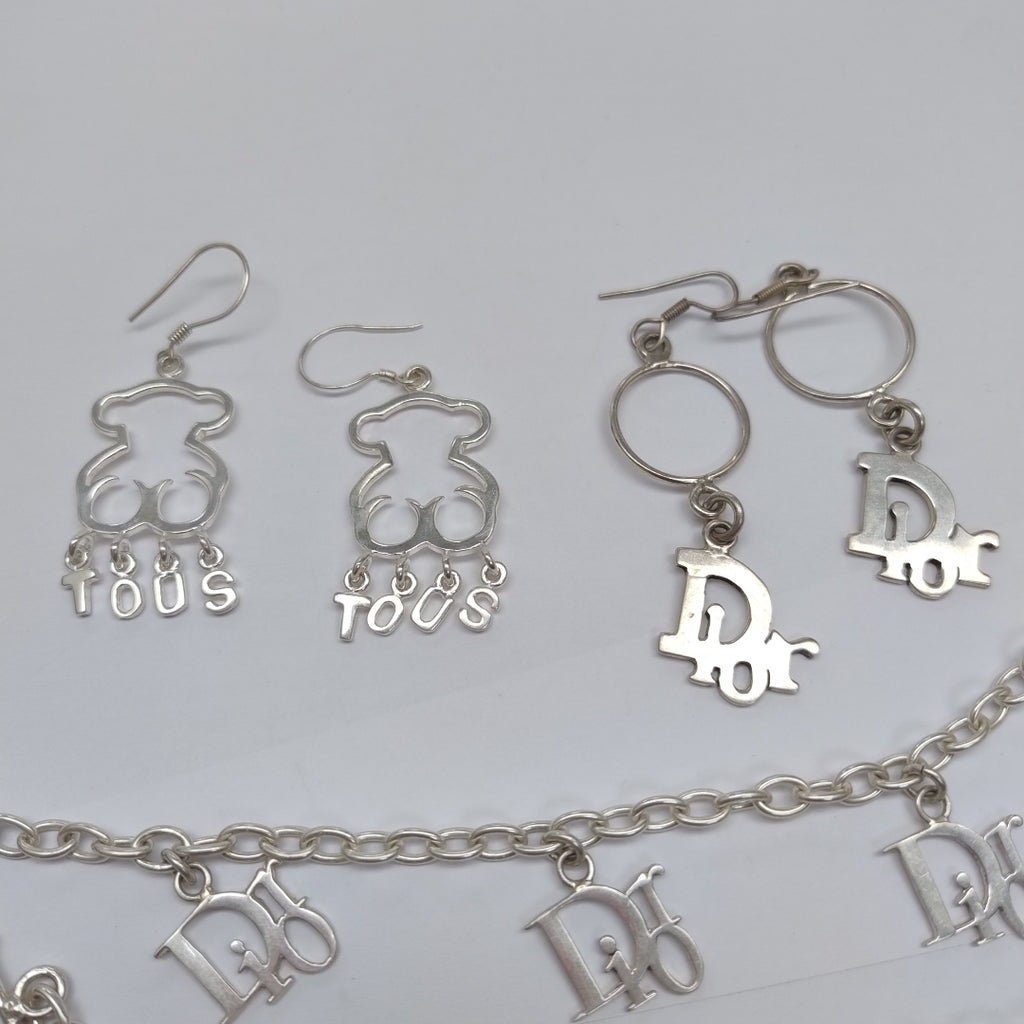 ARETES PAR, PULSERA PLATA 66.6 GRMS (SEMINUEVO)
