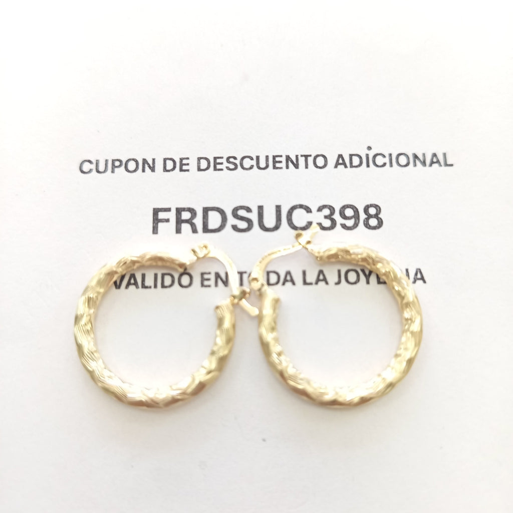 ARETES TEJIDO ARRACADA LABRADA 14K 2.5 GR (NUEVO)
