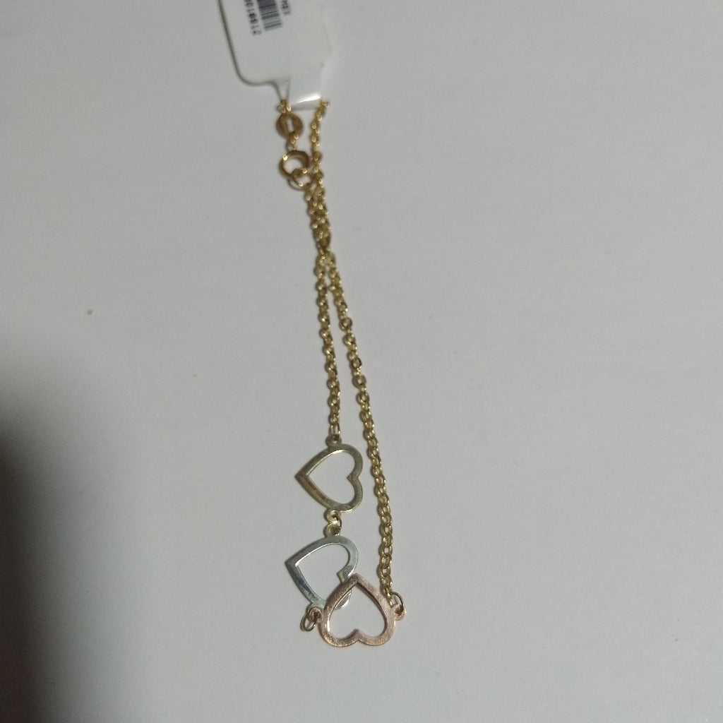 PULSERA ESPECIAL CON CORAZONES 14K 18 CM 1.3 GR (NUEVO)