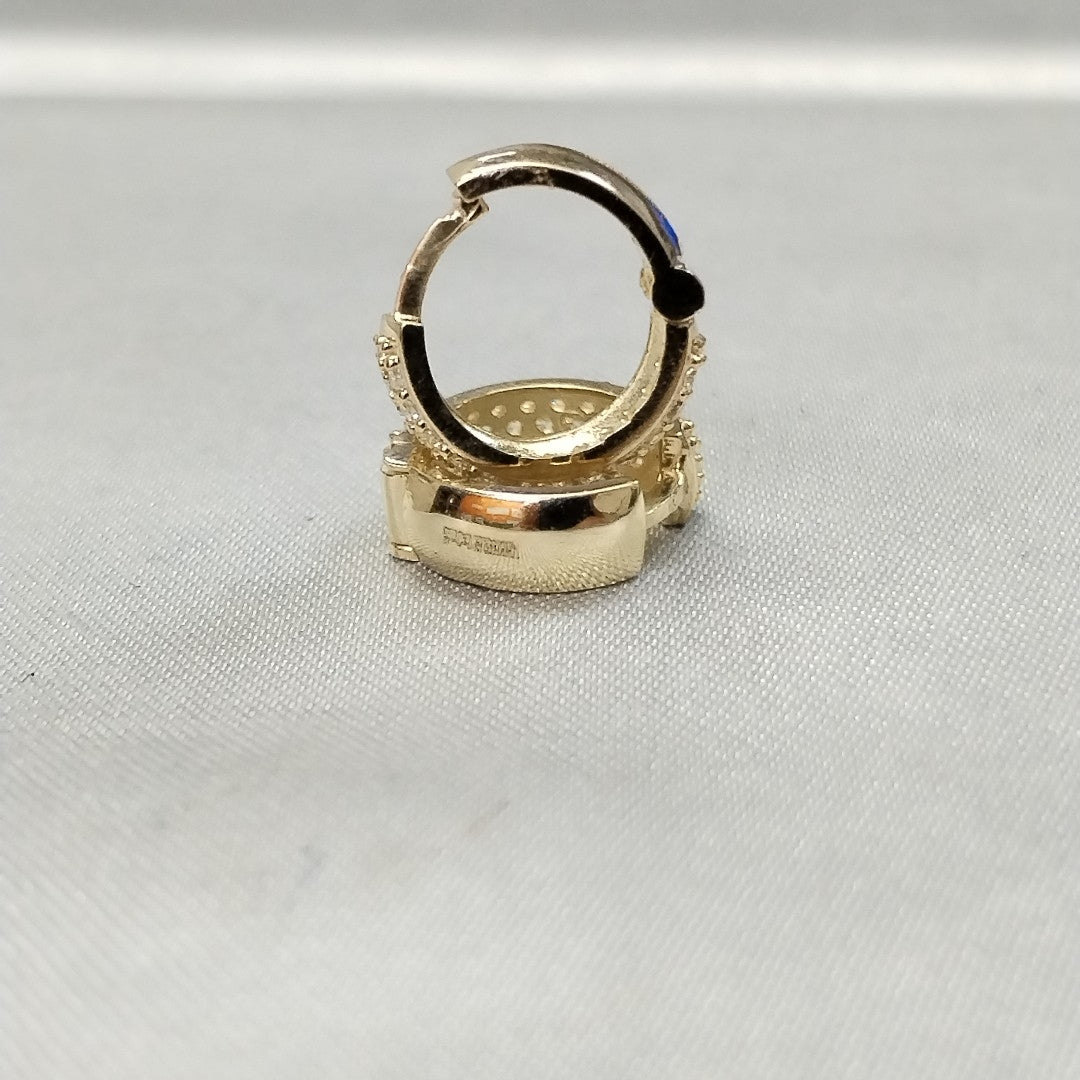 ARETES HUGGIE CON CIRCONIAS 14K 2 GR (NUEVO)