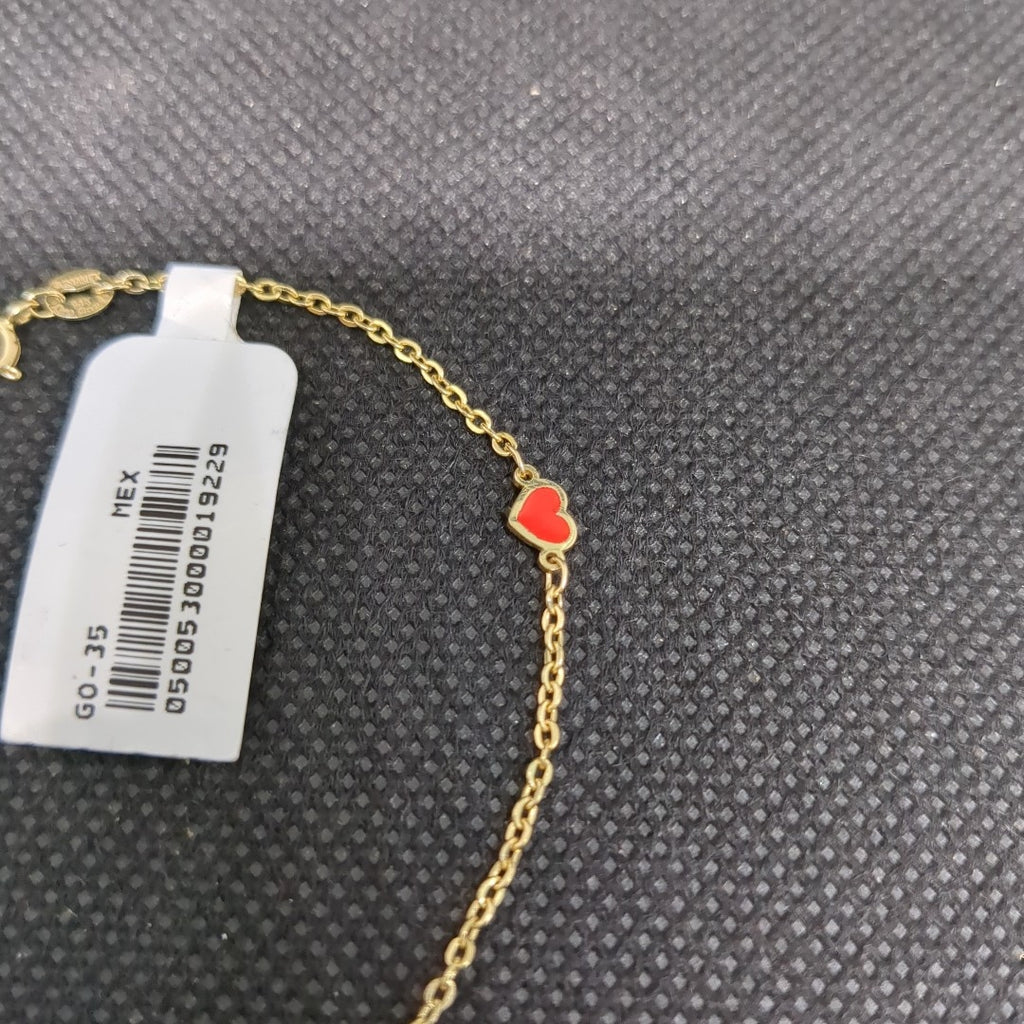 PULSERA ESPECIAL CON CORAZONES 14K 18 CM 1.4 GR (NUEVO)