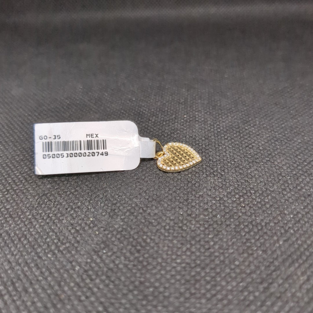 DIJE TEJIDO CORAZON CON CERCO DE CIRCONIAS 14K 1.1 GR (NUEVO)