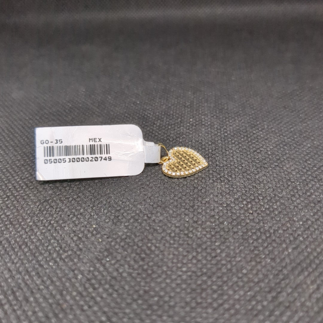 DIJE TEJIDO CORAZON CON CERCO DE CIRCONIAS 14K 1.1 GR (NUEVO)