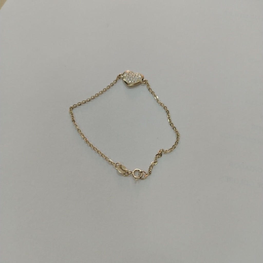 PULSERA TEJIDO ESPECIAL C CORAZON CIRCONIAS 14K 18 CM 2 GR (NUEVO)