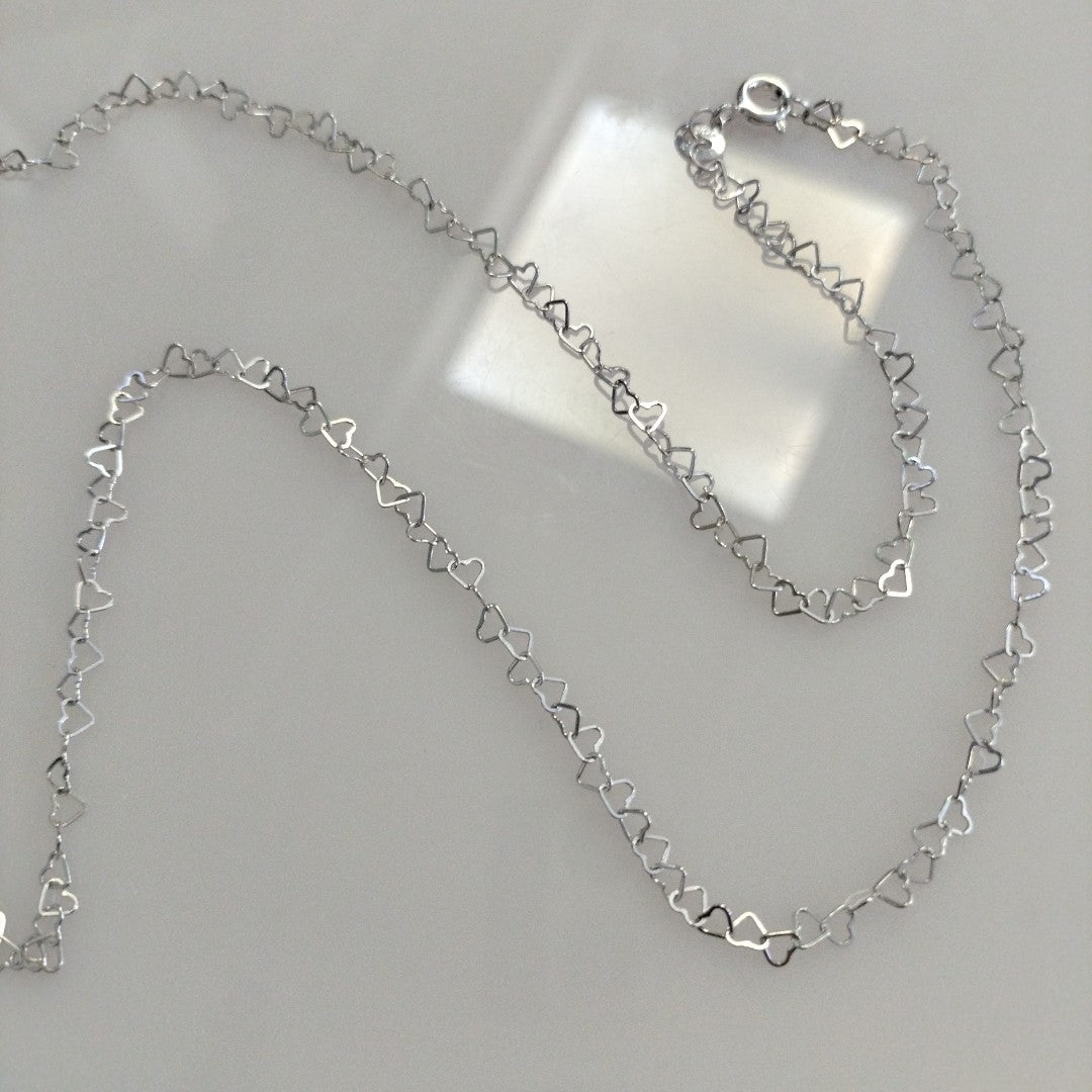 CADENA CORAZONES PLATA .925 60 CM 2.92 GR (NUEVO)