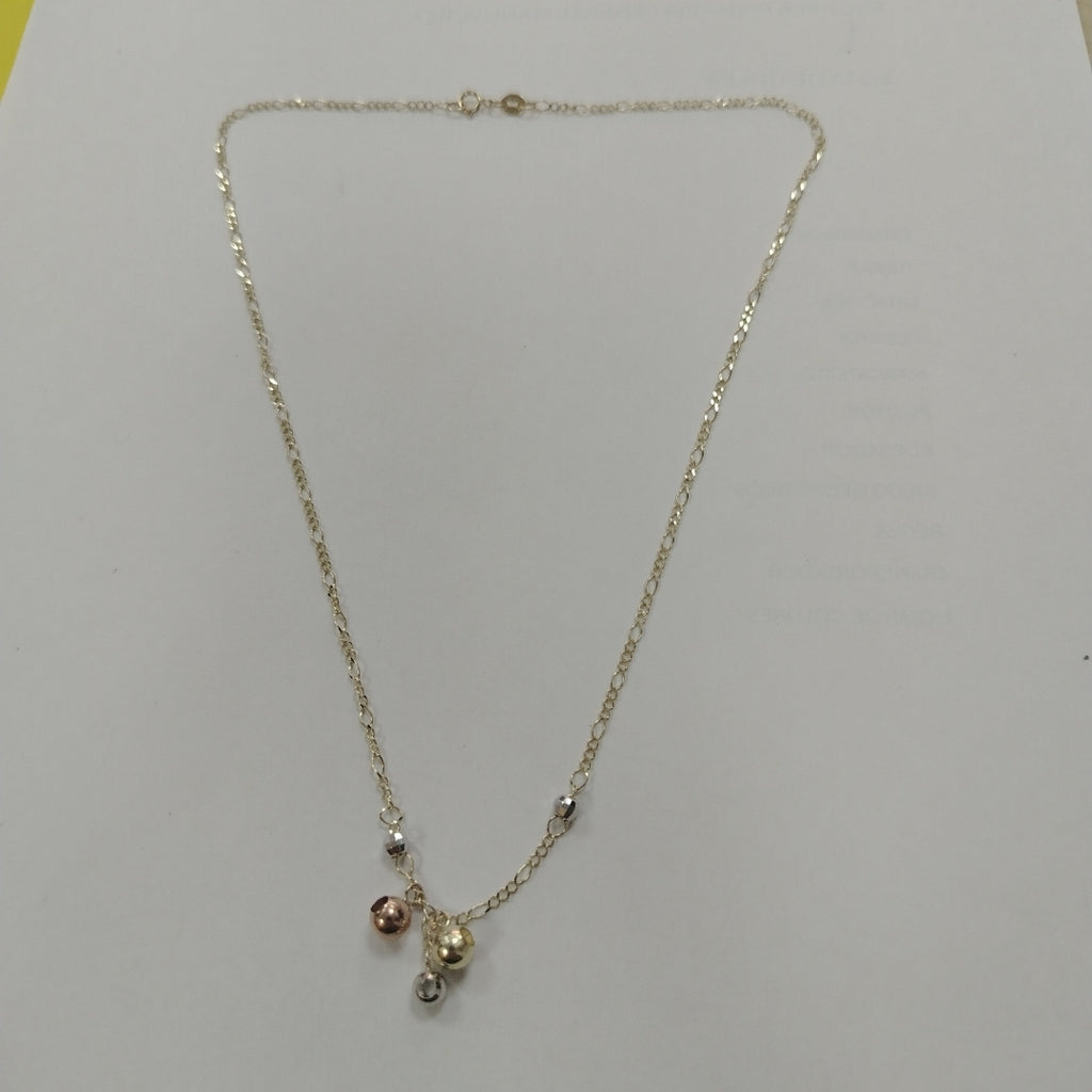 CADENA GARGANTILLA 3X1 CON ESFERAS COMBINADAS 14K 45 CM 3.1 GR (NUEVO)