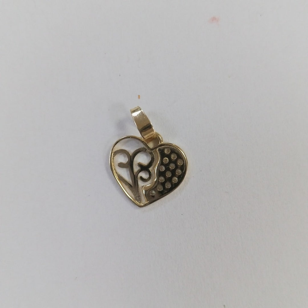 DIJE TEJIDO CORAZON CON CIRCONIAS Y ARBOL DE LA VIDA 14K 0.9 GR (NUEVO)
