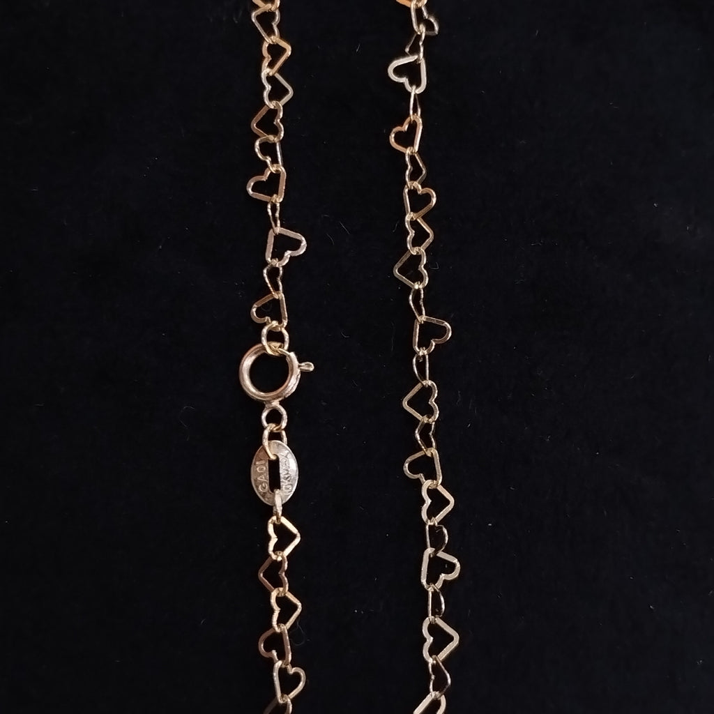 CADENAS TEJIDO CORAZONES ORO 10K 55 CM 2.7 GR (NUEVO)