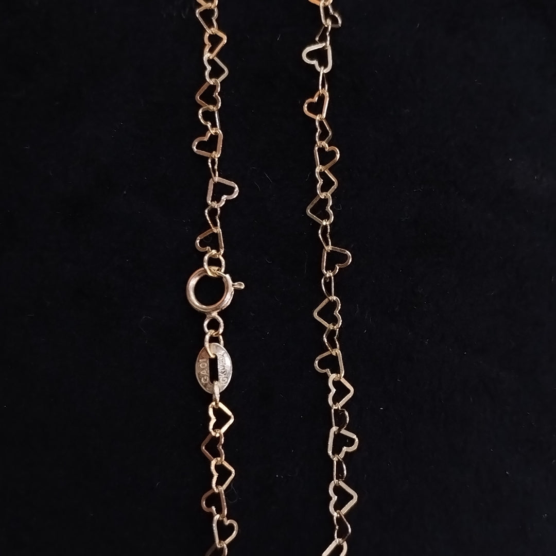 CADENAS TEJIDO CORAZONES ORO 10K 55 CM 2.7 GR (NUEVO)
