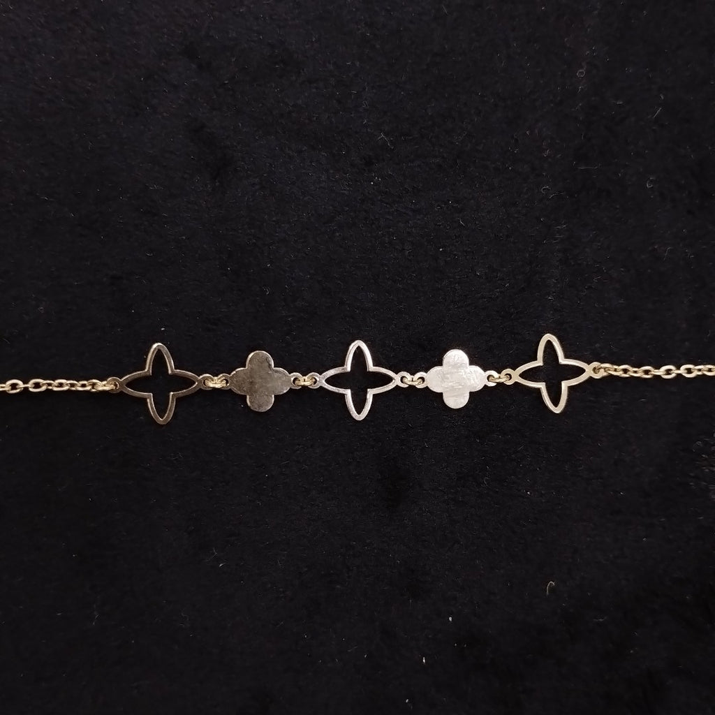 PULSERA TEJIDO ESP CON TREBOL 14K 18 CM 1.6 GR (NUEVO)