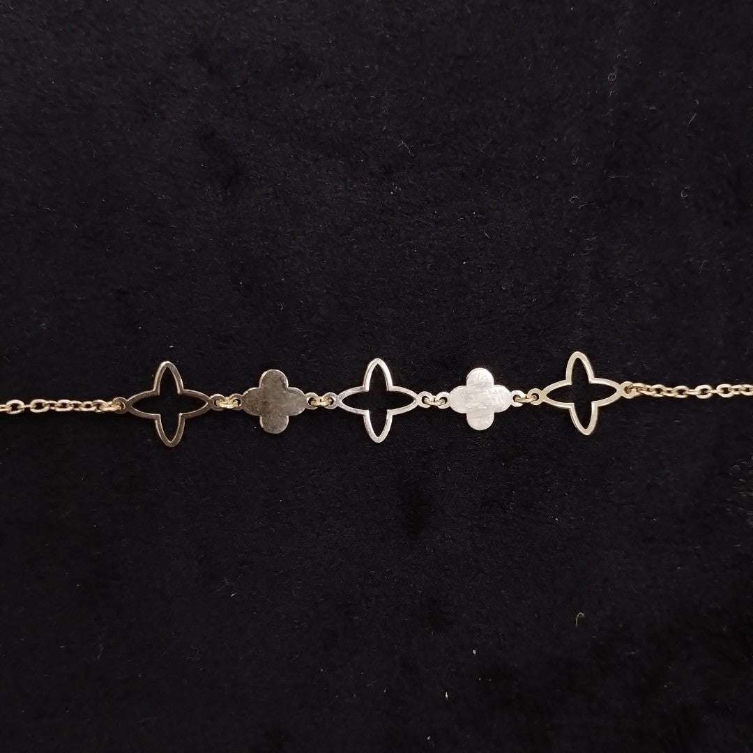 PULSERA TEJIDO ESP CON TREBOL 14K 18 CM 1.6 GR (NUEVO)
