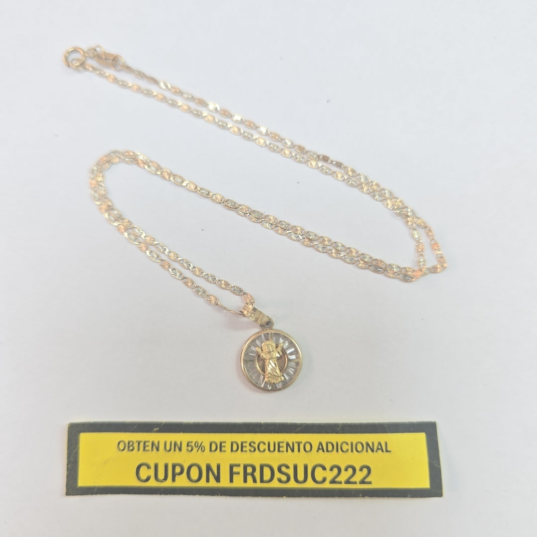 CADENA, MEDALLA RELIGIOSA ORO 10 K 2.6 GRMS (SEMINUEVO)