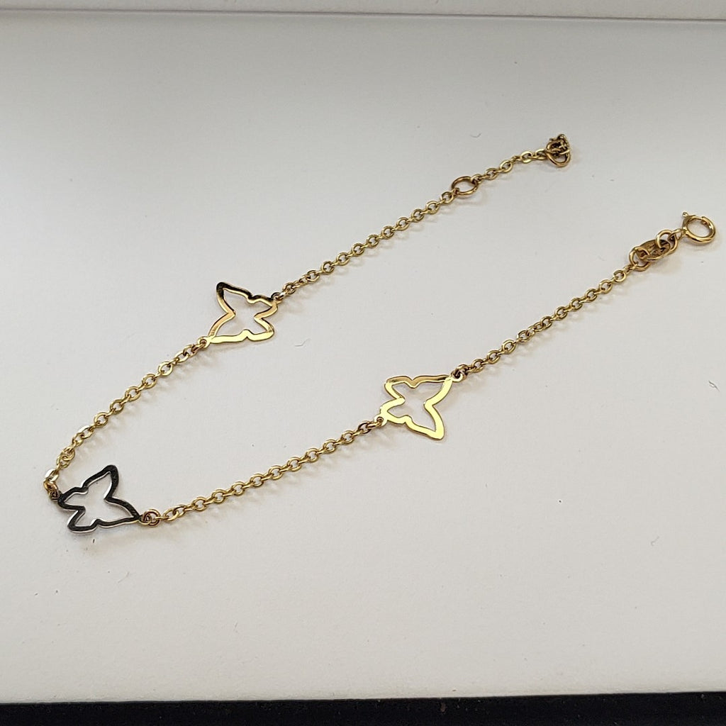 PULSERA ESPECIAL C MARIPOSAS 14K 18 CM 1.7 GR (NUEVO)