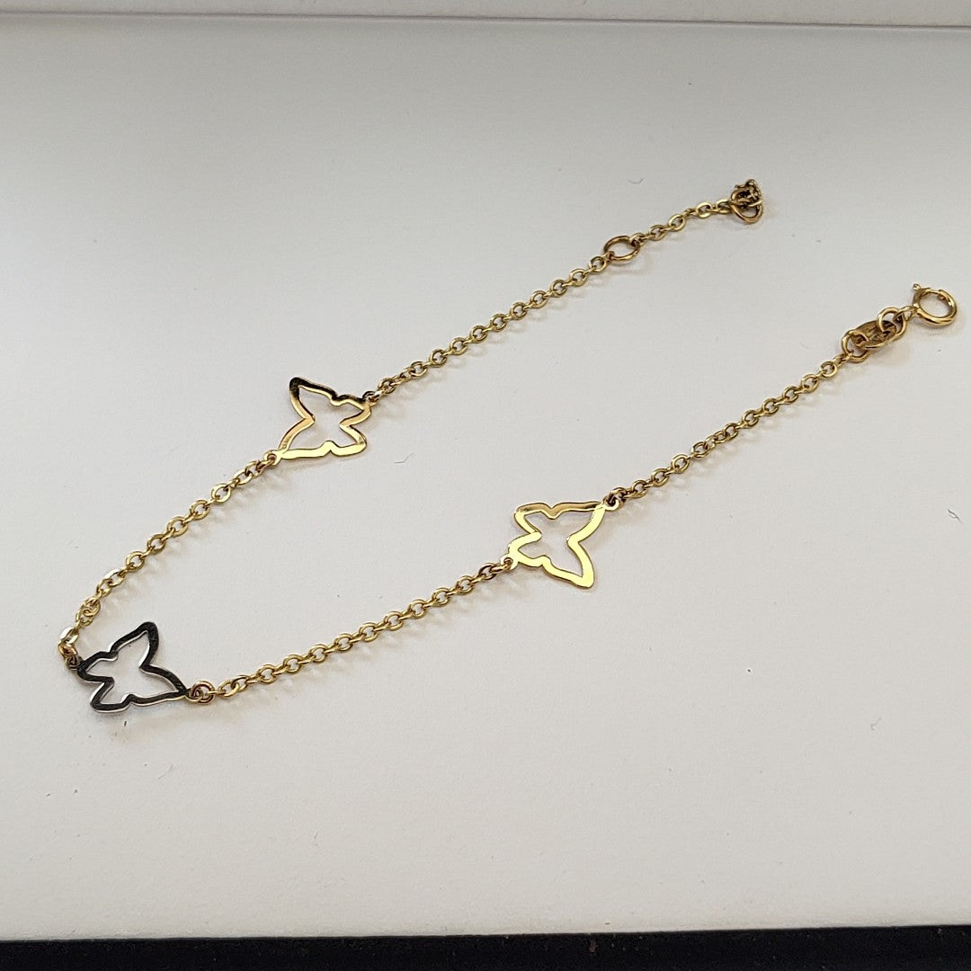 PULSERA ESPECIAL C MARIPOSAS 14K 18 CM 1.7 GR (NUEVO)